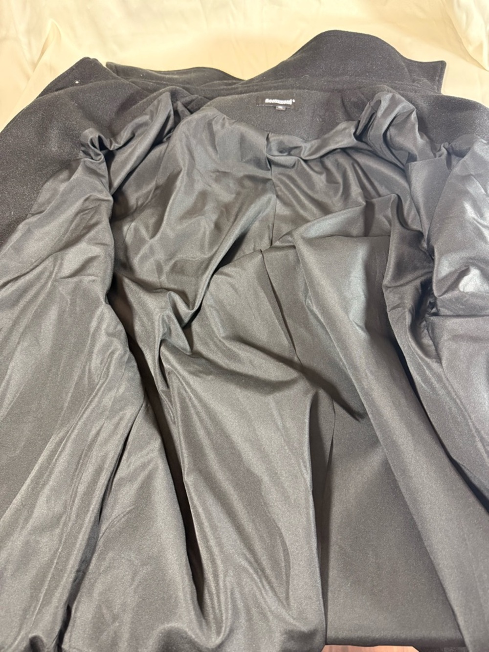 Black Long-Sleeve Ruffle-Front Coat - Picture 10 of 10